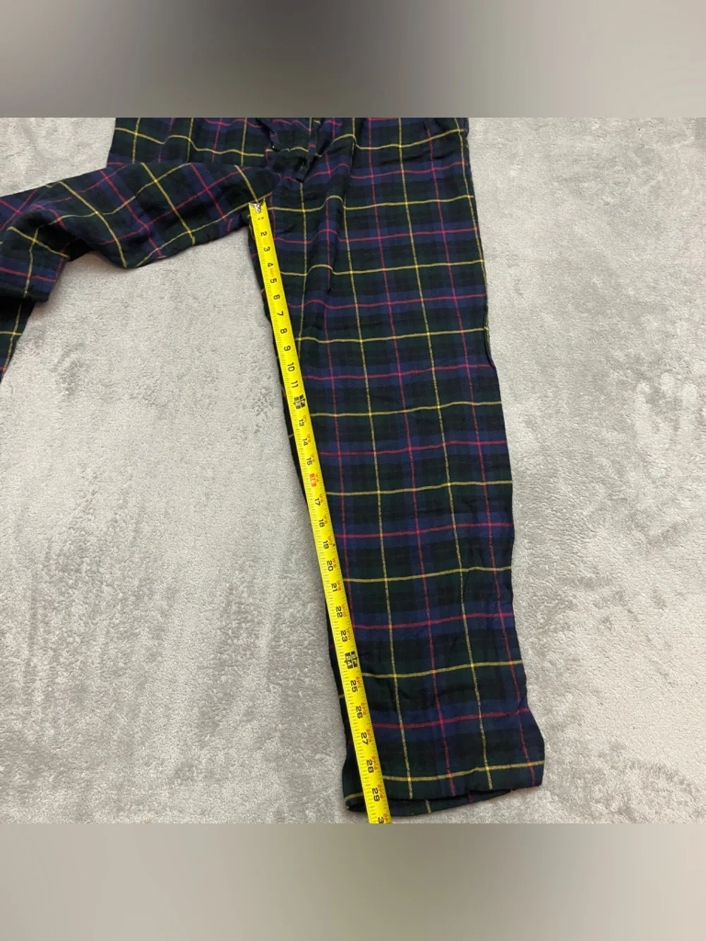 Polo Ralph Lauren Pajama Pants Mens Large Blue Green Plaid Flannel Pony